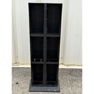 Vintage Alpha Holds 120 CD Capacity Twin Tower Storage Rack Black Double Rows
